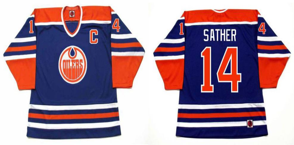 2019 Men Edmonton Oilers #14 Sather Blue CCM NHL jerseys->edmonton oilers->NHL Jersey